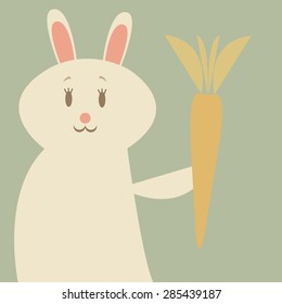 Cute simple cartoon rabbit with carrot
