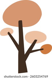 cute simple cartoon tree, circle shaped tree, hand drawn plant suitable for children book background and ornament
