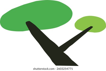 cute simple cartoon tree, circle shaped tree, hand drawn plant suitable for children book background and ornament