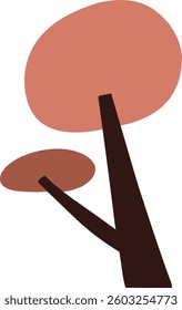 cute simple cartoon tree, circle shaped tree, hand drawn plant suitable for children book background and ornament