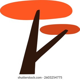 cute simple cartoon tree, circle shaped tree, hand drawn plant suitable for children book background and ornament