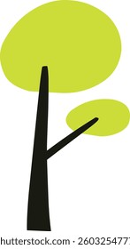 cute simple cartoon tree, circle shaped tree, hand drawn plant suitable for children book background and ornament