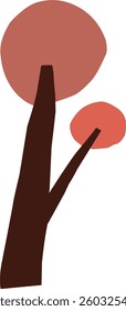 cute simple cartoon tree, circle shaped tree, hand drawn plant suitable for children book background and ornament
