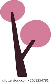 cute simple cartoon tree, circle shaped tree, hand drawn plant suitable for children book background and ornament