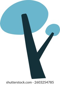 cute simple cartoon tree, circle shaped tree, hand drawn plant suitable for children book background and ornament