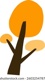 cute simple cartoon tree, circle shaped tree, hand drawn plant suitable for children book background and ornament