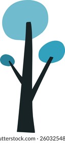 cute simple cartoon tree, circle shaped tree, hand drawn plant suitable for children book background and ornament