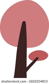 cute simple cartoon tree, circle shaped tree, hand drawn plant suitable for children book background and ornament