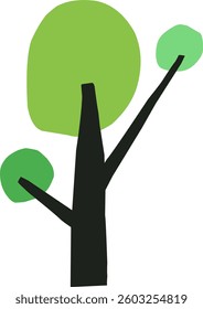 cute simple cartoon tree, circle shaped tree, hand drawn plant suitable for children book background and ornament