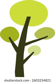 cute simple cartoon tree, circle shaped tree, hand drawn plant suitable for children book background and ornament