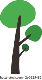 cute simple cartoon tree, circle shaped tree, hand drawn plant suitable for children book background and ornament