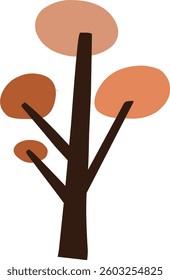 cute simple cartoon tree, circle shaped tree, hand drawn plant suitable for children book background and ornament