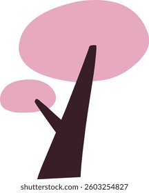 cute simple cartoon tree, circle shaped tree, hand drawn plant suitable for children book background and ornament
