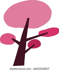 cute simple cartoon tree, circle shaped tree, hand drawn plant suitable for children book background and ornament