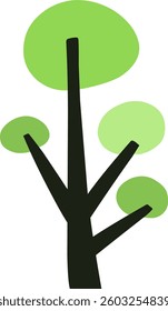 cute simple cartoon tree, circle shaped tree, hand drawn plant suitable for children book background and ornament