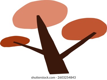 cute simple cartoon tree, circle shaped tree, hand drawn plant suitable for children book background and ornament