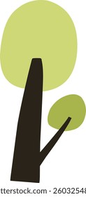 cute simple cartoon tree, circle shaped tree, hand drawn plant suitable for children book background and ornament
