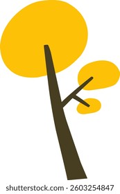 cute simple cartoon tree, circle shaped tree, hand drawn plant suitable for children book background and ornament