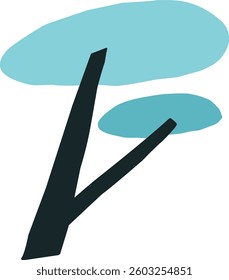 cute simple cartoon tree, circle shaped tree, hand drawn plant suitable for children book background and ornament