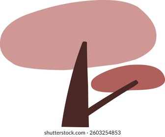 cute simple cartoon tree, circle shaped tree, hand drawn plant suitable for children book background and ornament