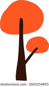 cute simple cartoon tree, circle shaped tree, hand drawn plant suitable for children book background and ornament
