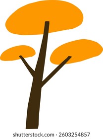 cute simple cartoon tree, circle shaped tree, hand drawn plant suitable for children book background and ornament