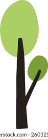 cute simple cartoon tree, circle shaped tree, hand drawn plant suitable for children book background and ornament