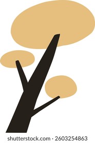 cute simple cartoon tree, circle shaped tree, hand drawn plant suitable for children book background and ornament