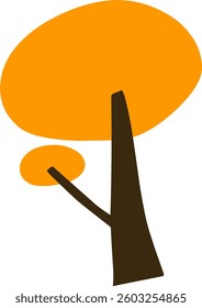 cute simple cartoon tree, circle shaped tree, hand drawn plant suitable for children book background and ornament