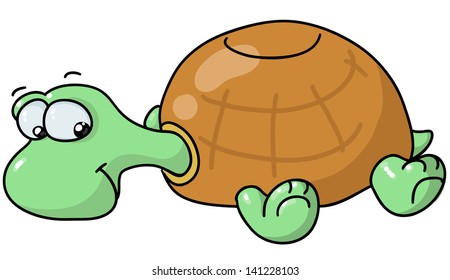 Cute simple cartoon turtle, isolated