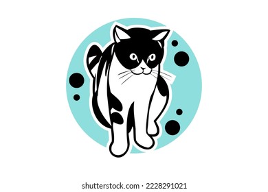 Cute simple cat drawing. Vector illustration. simple cute animal  character. 