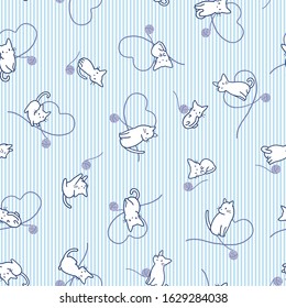 Cute and simple cat seamless pattern,