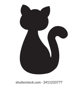 Essilueta de gatito simple y agradable, aislada de fondo blanco.