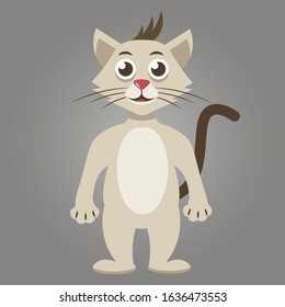 Cute simple character of a cat standing on two paws as a man.