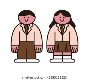 Cute and simple character illustration human and animal