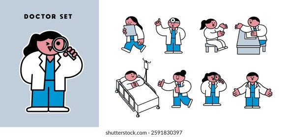 Cute and simple character illustration human and animal