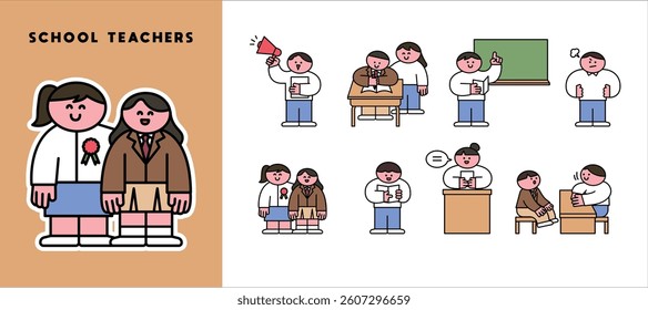 Cute and simple character illustration human and animal
