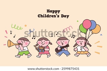 Cute and simple character illustration human and animal