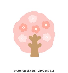 Cute simple cherry tree illustration