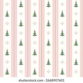 Nettes einfaches Weihnachtsbaum nahtloses Muster Design. Vektorgrafik.
