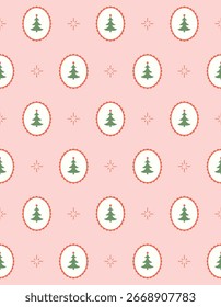 Nettes einfaches Weihnachtsbaum nahtloses Muster Design. Vektorgrafik.
