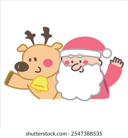 Lindas Navidades simples Ilustración vectorial de Santa Claus y renos
