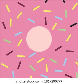 Cute and simple close up donut backgorund for backdrop or greeting cards prints. Vector illustration drawing isolated on square ratio template. Sweet food drawing. 