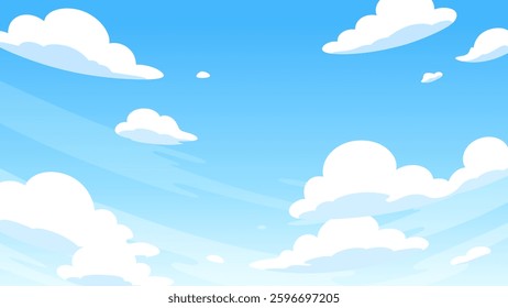 Cute simple clouds floating sky background illustration_16:9