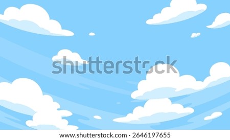 Cute simple clouds floating sky background illustration_16:9