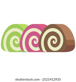 Niedlicher einfacher, bunter Rollkuchen