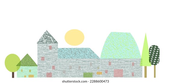 Cute simple country landscape in a sunny day