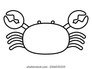 Cute Simple Crab in Black Outline Clipart Icon Sticker Isolated on White Background
