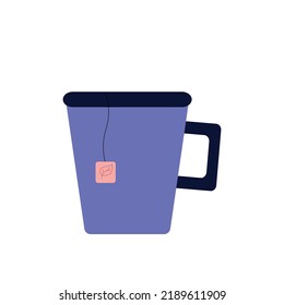 Cute Simple Cup of Tea. Isolated on white backgroynd. Logo for cafe.