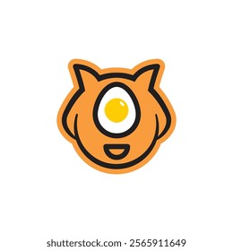 Cute Simple Cyclops Monster Logo with egg in middle also modern, simple, playful, and adaptable style. Editable file